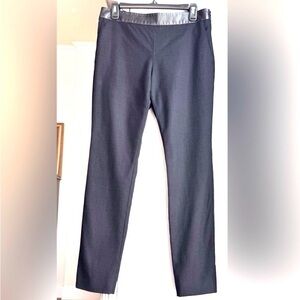 Gucci Black Pants Sz 10 Classic Wool Blend Straight Leg Leather Waistband EU 42